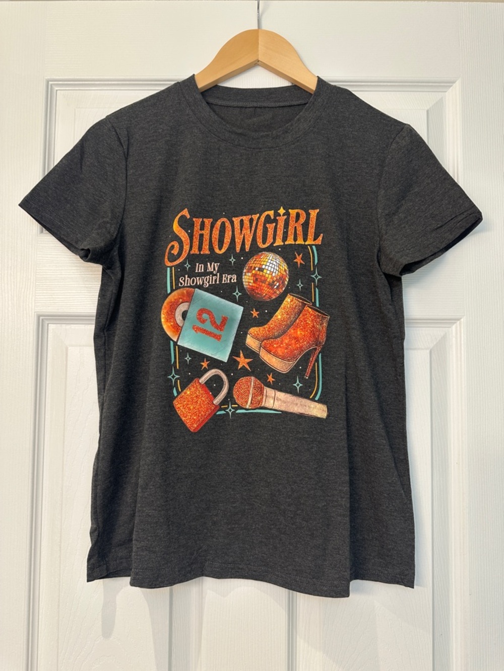 Taylor Swift “Showgirl” Graphic Tee - Charcoal Gray